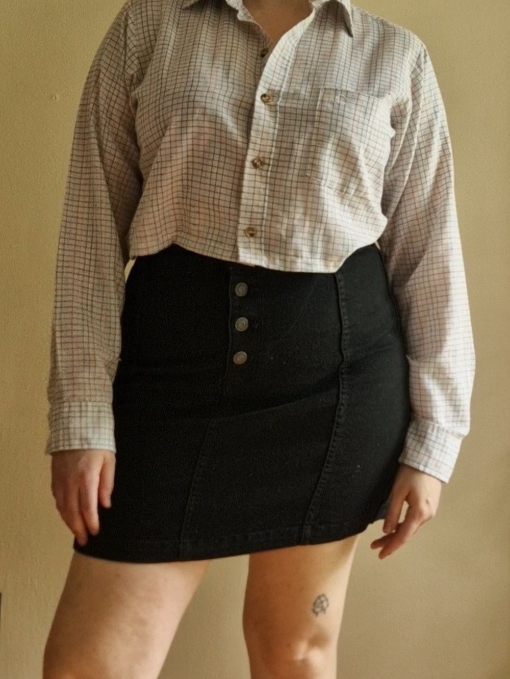 Banana Republic Black Button-Front High-Waist Denim Skirt